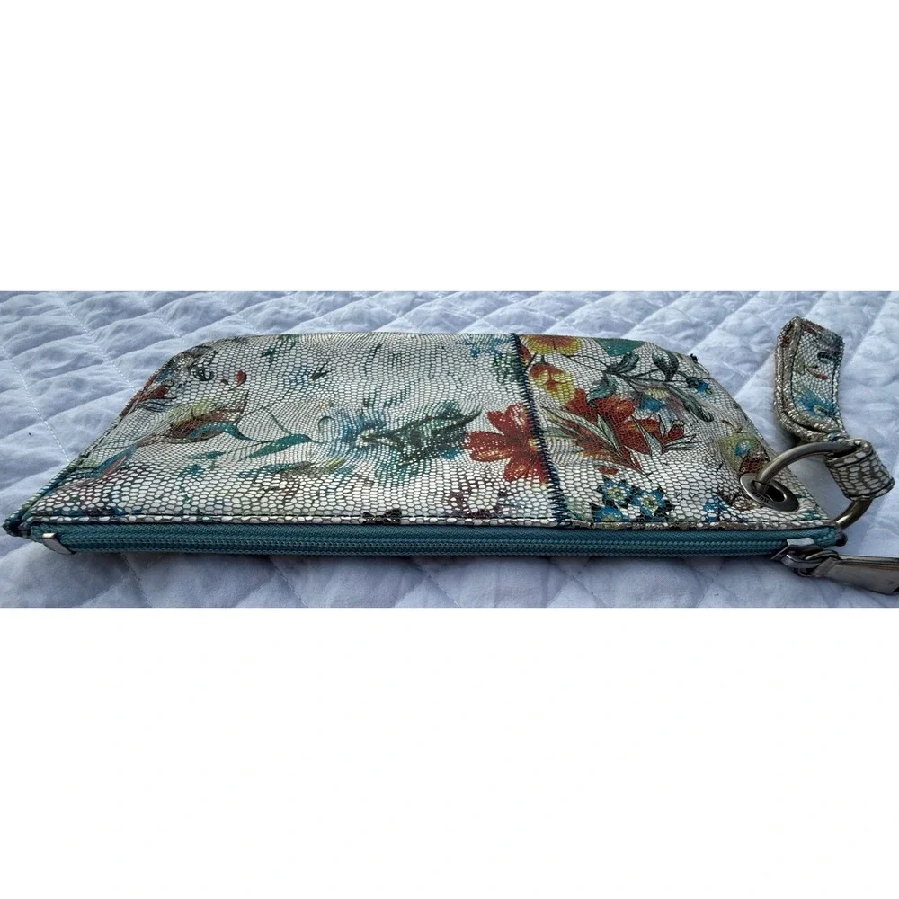 Rare Hobo Floral Leather Wristlet Clutch Bag Boho Snakeskin Print 2024370001